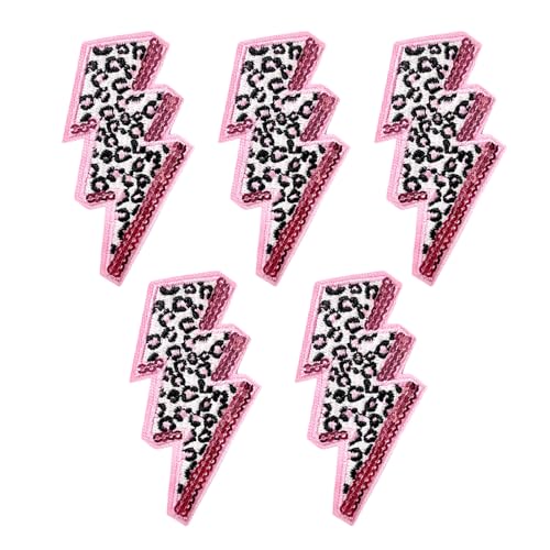 WENSIDUO 5 Stück Leopard Lightning Aufnäher zum Aufbügeln, Pailletten zum Aufnähen auf Kleidung, Kleid, Hut, Jeans, Schuhe, Taschen, DIY-Zubehör, Rosa WENSIDUO 5 Stück Leopard Lightning Aufnäher zum Aufbügeln, Pailletten zum Aufnähen auf Kleidung, Kleid, Hut, Jeans, Schuhe, Taschen, DIY-Zubehör, Rosa von WENSIDUO