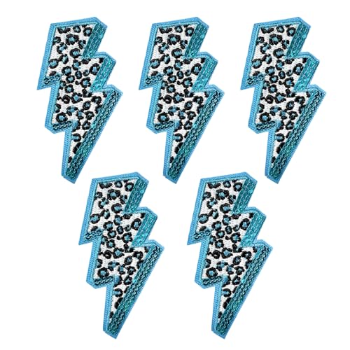 WENSIDUO 5 Stück Leopard Lightning Aufnäher zum Aufbügeln, Pailletten zum Aufnähen auf Kleidung, Kleid, Hut, Jeans, Schuhe, Taschen, DIY-Zubehör, blau WENSIDUO 5 Stück Leopard Lightning Aufnäher zum Aufbügeln, Pailletten zum Aufnähen auf Kleidung, Kleid, Hut, Jeans, Schuhe, Taschen, DIY-Zubehör, blau von WENSIDUO