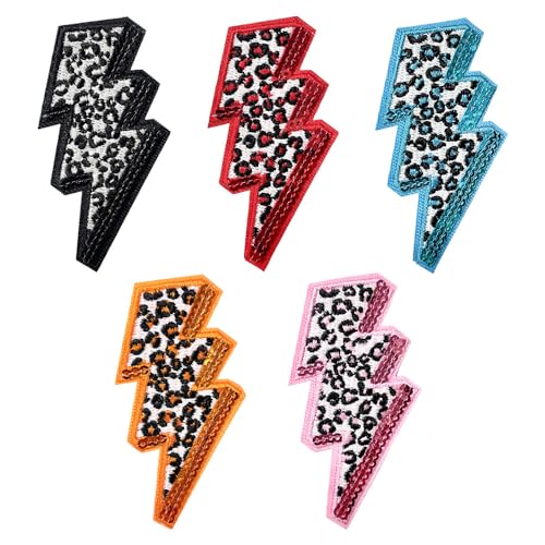 WENSIDUO 5 Stück Leopard Lightning Aufnäher zum Aufbügeln, Pailletten zum Aufnähen auf Kleidung, Kleid, Hut, Jeans, Schuhe, Taschen, DIY-Zubehör, gemischt. WENSIDUO 5 Stück Leopard Lightning Aufnäher zum Aufbügeln, Pailletten zum Aufnähen auf Kleidung, Kleid, Hut, Jeans, Schuhe, Taschen, DIY-Zubehör, gemischt. von WENSIDUO