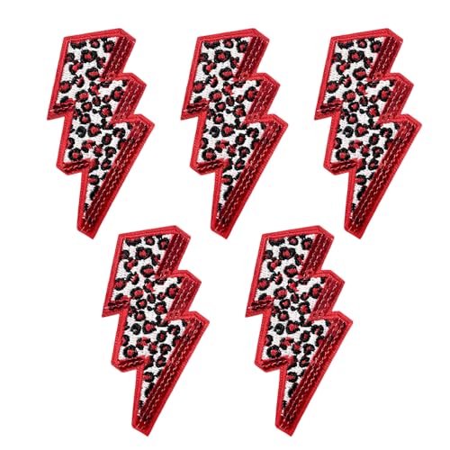 WENSIDUO 5 Stück Leopard Lightning Aufnäher zum Aufbügeln, Pailletten zum Aufnähen auf Kleidung, Kleid, Hut, Jeans, Schuhe, Taschen, Heimwerkerbedarf, Rot WENSIDUO 5 Stück Leopard Lightning Aufnäher zum Aufbügeln, Pailletten zum Aufnähen auf Kleidung, Kleid, Hut, Jeans, Schuhe, Taschen, Heimwerkerbedarf, Rot von WENSIDUO