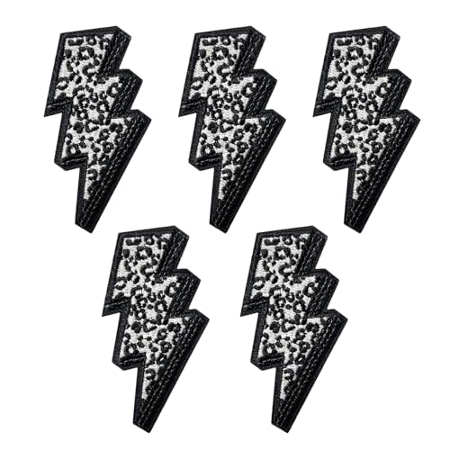 WENSIDUO 5 Stück Leopard Lightning Aufnäher zum Aufbügeln, Pailletten zum Aufnähen auf Kleidung, Kleid, Hut, Jeans, Schuhe, Taschen, Heimwerkerbedarf, schwarz. WENSIDUO 5 Stück Leopard Lightning Aufnäher zum Aufbügeln, Pailletten zum Aufnähen auf Kleidung, Kleid, Hut, Jeans, Schuhe, Taschen, Heimwerkerbedarf, schwarz. von WENSIDUO