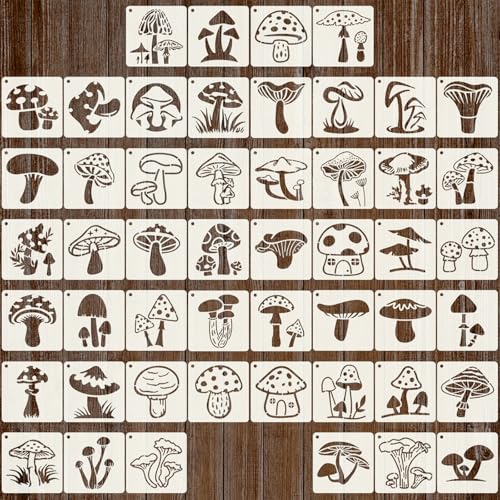 WENSIDUO 50 Stück Pilz-Schablonen zum Malen, 7,6 cm, wiederverwendbar, bemalt, Malschablonen, DIY Handwerk für Felsen, Wände, Leinwand, Zeichnen, Kunst, Scrapbook, Heimdekoration WENSIDUO 50 Stück Pilz-Schablonen zum Malen, 7,6 cm, wiederverwendbar, bemalt, Malschablonen, DIY Handwerk für Felsen, Wände, Leinwand, Zeichnen, Kunst, Scrapbook, Heimdekoration von WENSIDUO
