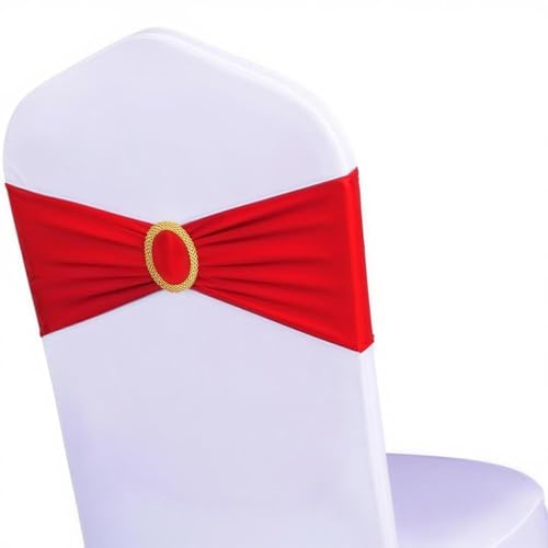 Stuhlschärpen aus Spandex, rot, mit goldfarbenen Schnallen, Stretch-Stuhlschärpen für Hochzeit, Party, Babyparty, Zeremonie, Veranstaltung, Dekorationen, Stuhlbänder, Schleifen (rote Schärpen, goldene Stuhlschärpen aus Spandex, rot, mit goldfarbenen Schnallen, Stretch-Stuhlschärpen für Hochzeit, Party, Babyparty, Zeremonie, Veranstaltung, Dekorationen, Stuhlbänder, Schleifen (rote Schärpen, goldene von WENSINL
