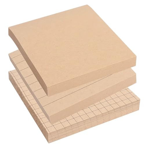 Haftnotizen 80 blätter/PC Kraft Papier Memo Pad Sticky Notes Lesezeichen Schreiben Pads(Khaki Mixed-3PCS) von WENYOG