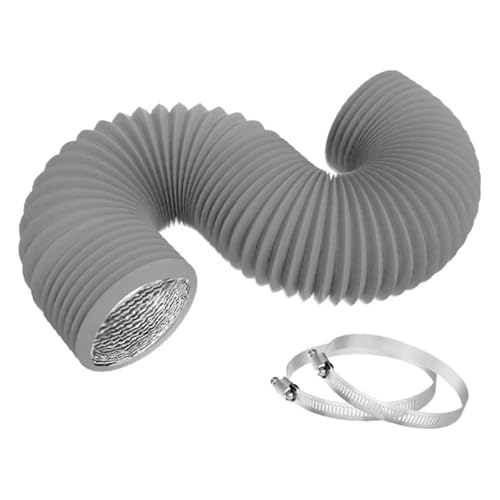 WENYOG Abluftschlauch Aluminium-Trockner-Entlüftungsschlauch, Trocknerschlauch, Luftführung flexibel mit 2 Klemmen(Gray) von WENYOG