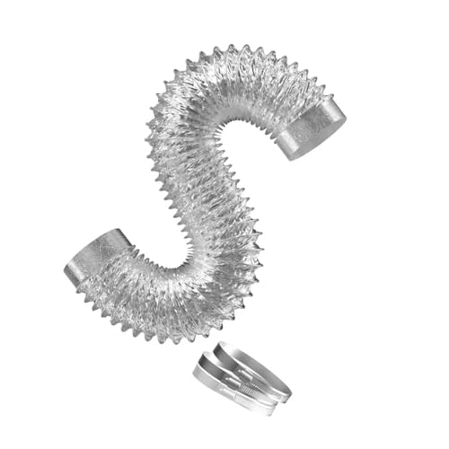 WENYOG Abluftschlauch Aluminium-Trockner-Entlüftungsschlauch, Trocknerschlauch, Luftführung flexibel mit 2 Klemmen(Silver) von WENYOG