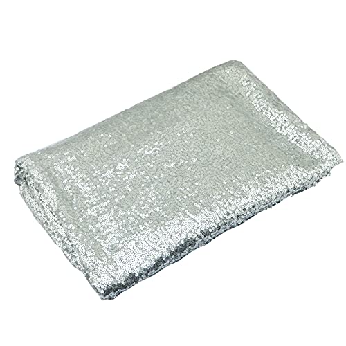 WENYOG tischtuch Runde 60/80/100/100/120 / 180cm Pailletten Tischdecke Glitter Tischtuch Hochzeit Bankett Weihnachten Geburtstag Party Dekoration Home Gold Tee Tafeldecke(Silver,Round 100cm) von WENYOG
