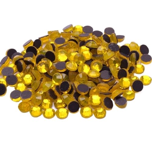 Hotfix-Strasssteine Hotfix-Strasskristall mit Kleber auf flachem Kristallglas-Strassstein(Citrine,SS16 1440pcs) von WEOKDFHA