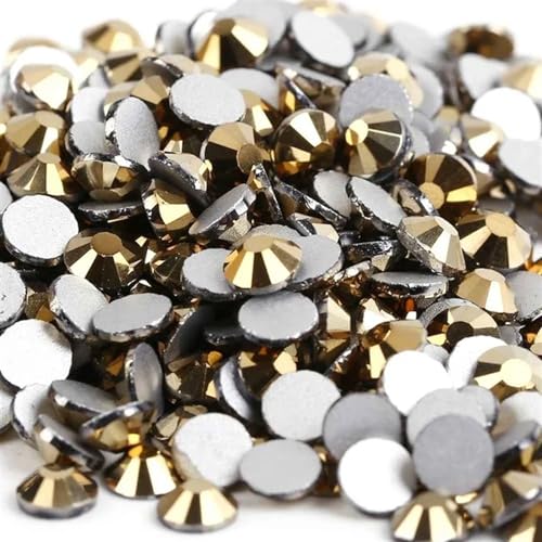 Hotfix-Strasssteine Kristall Nicht Hotfix Strass Super Helle Glas 3D Nail art Dekoration DIY Kleid Kleidung(Gold Hematite,Ss2 1440pcs) von WEOKDFHA