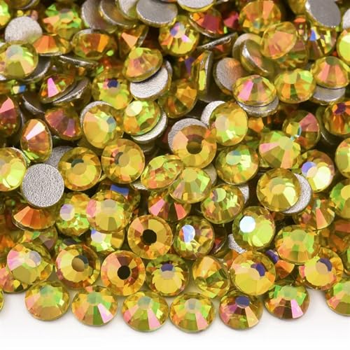 Hotfix-Strasssteine SS3-SS34 Glitzer, nicht Hotfix-Strasssteine, Edelsteine, Glas, flache Rückseite, Diamant for Nagelkunst, Nagel-Charms, Kleid(Citrine Light,SS12-14400pcs) von WEOKDFHA