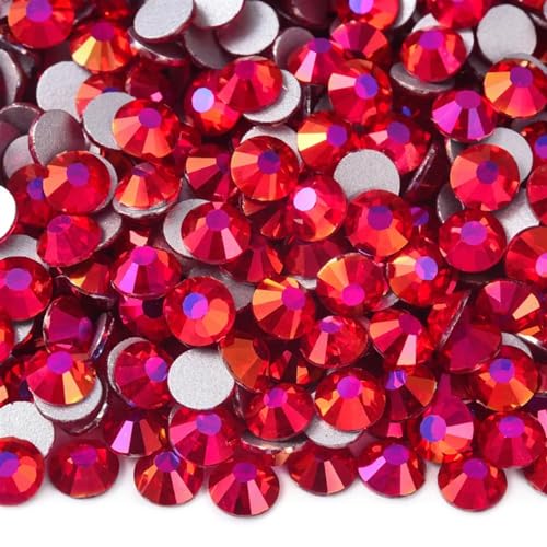 Hotfix-Strasssteine SS3-SS34 Glitzer, nicht Hotfix-Strasssteine, Edelsteine, Glas, flache Rückseite, Diamant for Nagelkunst, Nagel-Charms, Kleid(Magenta Light,SS16-14400pcs) von WEOKDFHA