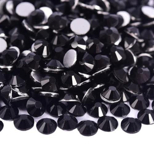 Hotfix-Strasssteine Schwarzer Glitzer, nicht Hotfix-Strasssteine, Nägel, Kristalle, Nagelzubehör for Nagel-Charms, Nagelkunst(SS34-2880PCS) von WEOKDFHA