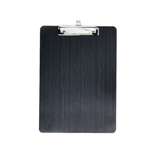 Klemmbrettmappe Tragbares Schreib-Klemmbrett aus Holz, Aktenhalter aus Hartfaserplatte, Dokumentenhalter for Büromaterial(A4-Black) von WEOKDFHA