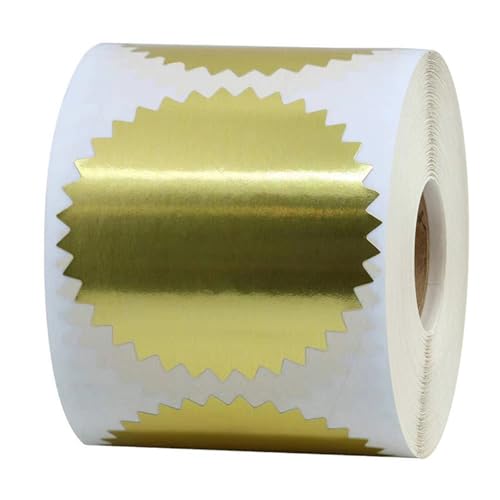 Prägeaufkleber 200/500 Stück/Rolle 50 mm Silber-Gold-Prägeaufkleber for Prägestempel, individuelle Blanko-Prägesiegeletiketten for Selbermachen von Einladungskarten(5cm 200pcs A) von WEOKDFHA