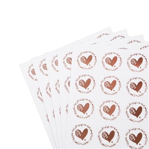Prägeaufkleber 200 Stück Bronzing Transparente Versiegelungsaufkleber Liebe Herz Rund Gold Silber Umschlag Bonbontüte Label for Backen Geschenk DIY Dekoration(200pcs-rosegold1) von WEOKDFHA