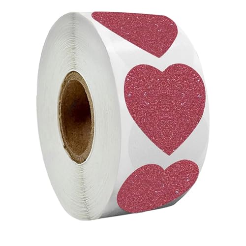 Prägeaufkleber 50–300 Stück rote dekorative Geschenkaufkleber mit Glitzerherzen, Etiketten for Valentinstagskarten, Umschläge, Geburtstagspartys(QY1636-50pcs) von WEOKDFHA