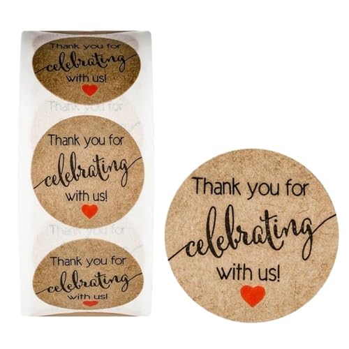 Prägeaufkleber Aufkleber „Danke, dass Sie mit uns feiern“ for Einladungskarten, Hochzeiten, Geburtstage, Jahrestage, Feste, Gastgeschenke, Geschenkverpackungen(ColorH) von WEOKDFHA
