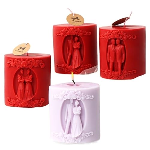 Silikon-Kerzenform Braut Bräutigam Silikon Zylinder Kerze Form Frau Männlich Seife Harz Gips Machen Set Menschliches Eis Schokolade Form Hochzeit Dekor Geschenke(B) von WEOKDFHA