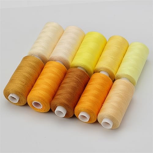 Stickgarn 10Roll/Set Nähgarn Maschine Handstickerei Polyesterfaden Starkes, langlebiges Nähzubehör for Handarbeiten(Yellow) von WEOKDFHA