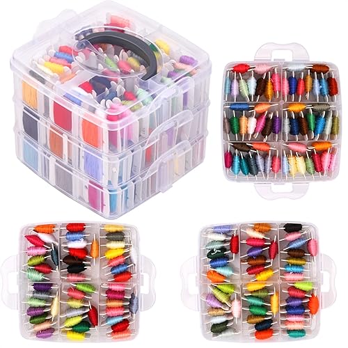 Stickgarn 150 Farben Set Stickgarn Hochfestes Kreuzstich-Nähgarn DIY Craft Organizer Box Threads von WEOKDFHA