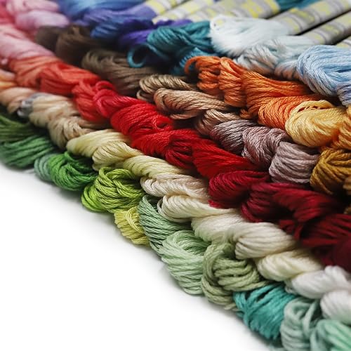Stickgarn 150 verschiedene, zufällige Farben, Langfaser-Baumwoll-Stickgarn, Kreuzstichgarn, 8,7 Yards lang Stickgarn 150 verschiedene, zufällige Farben, Langfaser-Baumwoll-Stickgarn, Kreuzstichgarn, 8,7 Yards lang von WEOKDFHA