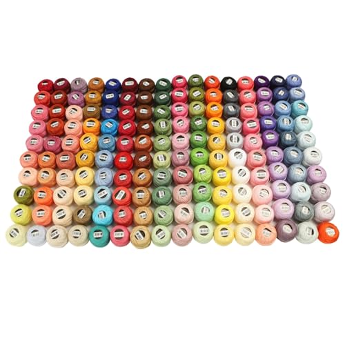Stickgarn 160-Farben-Set, Größe 8, Baumwoll-Perlengarn for Selbermachen, Häkeln, Sticken, Basteln, Smocking-Applikation, 5 Gramm Knäuel, 43 Yards lang von WEOKDFHA