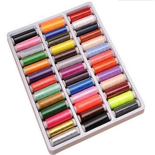 Stickgarn 39 Stück 200 Yard gemischte Farben Polyester Spule Nähgarn for Handmaschine Set von WEOKDFHA