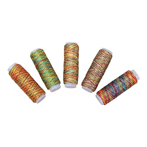 Stickgarn 5 teile/beutel Langlebige Regenbogen Farbe Nähmaschine Gewinde 110 m/rolle Nähen Linien DIY Kunsthandwerk Zubehör Werkzeug Set von WEOKDFHA