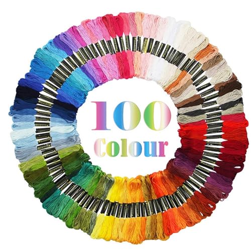 Stickgarn 50 Stücke/100 Stücke Nähzubehör Farbe Regenbogen Baumwollfaden DIY Handwerk Stickerei Kreuzstich Nähgarn Set Stricken accessori(50pcs) von WEOKDFHA