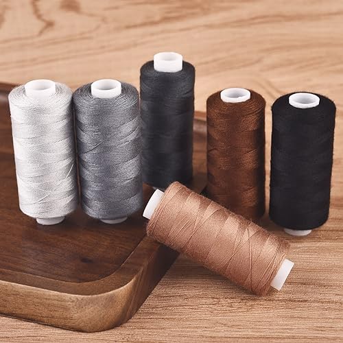 Stickgarn 6 Farben/Set Garn Nähgarn Rolle Maschine Handstickerei 400 Yard jede Spule Polyester langlebig for Heimnähset(Dark series) von WEOKDFHA