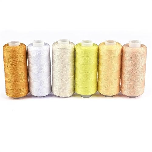 Stickgarn 6 Farben/Set Garn Nähgarn Rolle Maschine Handstickerei 400 Yard jede Spule Polyester langlebig for Heimnähset(Light series) von WEOKDFHA