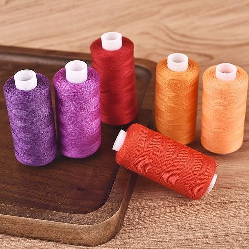 Stickgarn 6 Farben/Set Garn Nähgarn Rolle Maschine Handstickerei 400 Yard jede Spule Polyester langlebig for Heimnähset(Red series) von WEOKDFHA