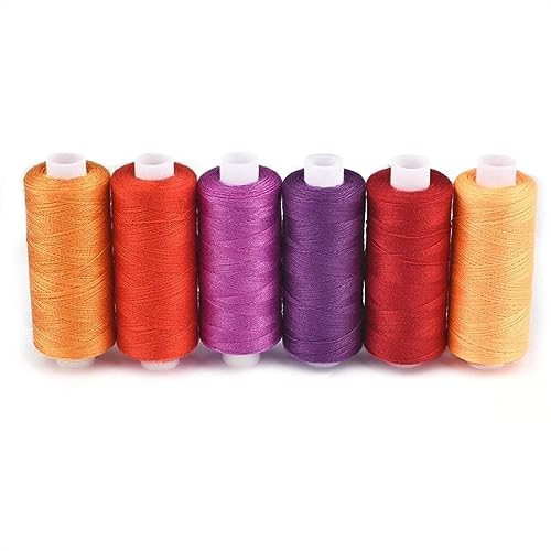 Stickgarn 6 Farben/Set Garn Nähgarn Rolle Maschine Handstickerei 400 Yard jede Spule Polyester langlebig for Heimnähset(Red series) von WEOKDFHA