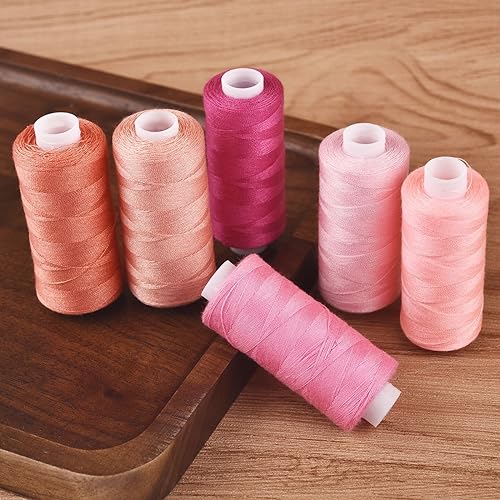 Stickgarn 6 Rollen/Set 400 Yards Nähgarn for Maschinenhandstickerei, guter Polyesterfaden, stark, langlebig, for Handarbeiten, DIY, Nähen, Reparatur(Set A) von WEOKDFHA