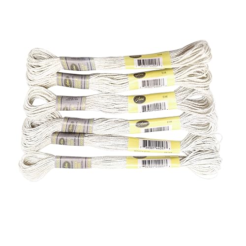Stickgarn 6-teiliges Set mit leichtem Effekt, hochglänzendem Metallic-Stickgarn, Kreuzstichgarn, 8 Meter lang, 6 Stränge(Silver 6PCS) von WEOKDFHA