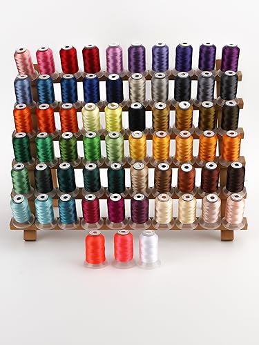 Stickgarn 63-Farben-Set, Polyester-Stickgarn, 500 m (550 Y), jede Spule, Heimmaschine von WEOKDFHA
