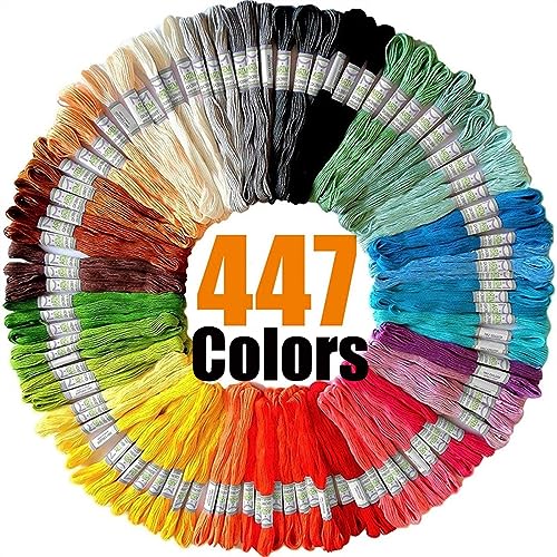 Stickgarn Nähen Stickgarn Set 447 Farbe Floss Stränge Fäden for Stricken Kreuzstich Weben Garn Kit von WEOKDFHA