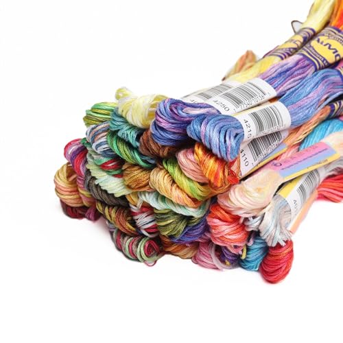 Stickgarn Set mit 40 verschiedenen Farben, Sticktwist aus gasierter, merzerisierter ägyptischer Baumwolle, 8 Meter Strang, Kreuzstichgarn Stickgarn Set mit 40 verschiedenen Farben, Sticktwist aus gasierter, merzerisierter ägyptischer Baumwolle, 8 Meter Strang, Kreuzstichgarn von WEOKDFHA
