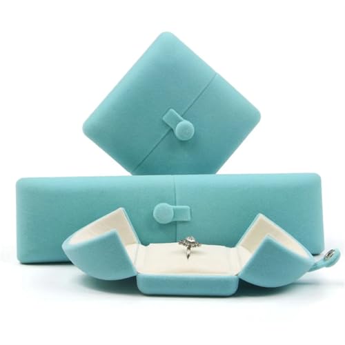 WEQYFDC Spezielles Design, Samt-Box For Doppelring-Anhänger, Hochwertige Schmuck-Präsentations-Geschenkbox Für Vorschlag Verlobung,Hochzeit(Green,Single Ring Box) von WEQYFDC