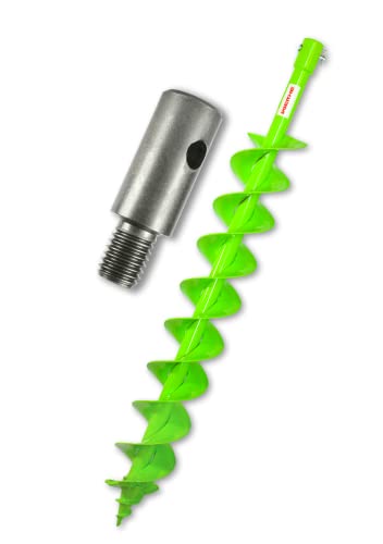 WERHE® Profi Bohrer, Erdbohrer für bohrmaschine 100 mm DoppelWelle robust mit m14 Adapter - Pfahlbohrer Brunnenbohrer präzise Bohrspitze. von WERHE