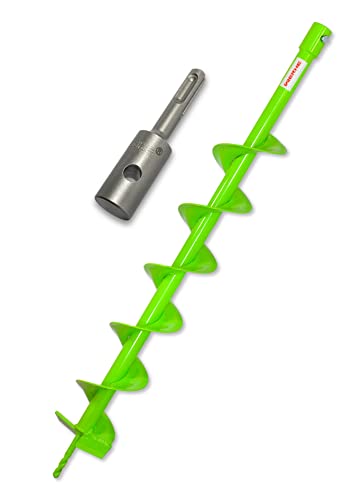 WERHE® Profi Bohrer VollStahl, Erdbohrer für bohrmaschine 120 mm extrem robust mit SDS Plus Adapter - Pfahlbohrer Brunnenbohrer präzise Bohrspitze. von WERHE