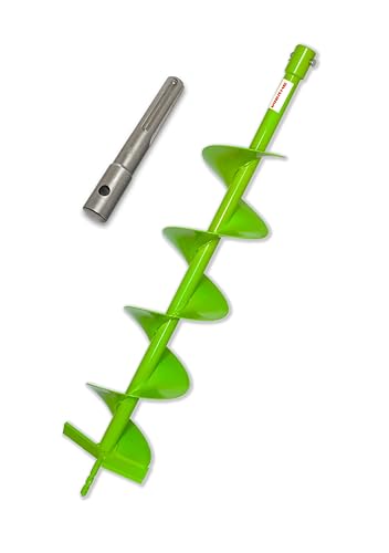 WERHE® Profi Bohrer VollStahl, Erdbohrer für bohrmaschine 150 mm extrem robust mit SDS Max Adapter - Pfahlbohrer Brunnenbohrer präzise Bohrspitze. von WERHE