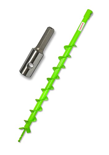 WERHE® Profi Bohrer VollStahl, Erdbohrer für bohrmaschine 60 mm extrem robust mit Hex Adapter - Pfahlbohrer Brunnenbohrer präzise Bohrspitze. von WERHE