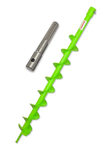 WERHE® Profi Bohrer VollStahl, Erdbohrer für bohrmaschine 80 mm extrem robust mit SDS Max Adapter - Pfahlbohrer Brunnenbohrer präzise Bohrspitze. von WERHE