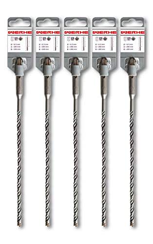 WERHE Betonbohrer SDS PLUS 6,5x260mm 5tlg. – Hammerbohrer für Beton und Ziegel – 4-Schneiden WERHE Betonbohrer SDS PLUS 6,5x260mm 5tlg. – Hammerbohrer für Beton und Ziegel – 4-Schneiden von WERHE