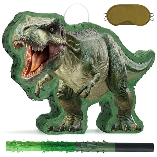 WERNNSAI Dinosaurier Pinata - Tyrannosaurus Rex Pinata mit Augenbinde und Stab für Kinder Jungen Dinosaurier Geburtstag Party Dekoration Babyparty Karneval Feier Supplies von WERNNSAI