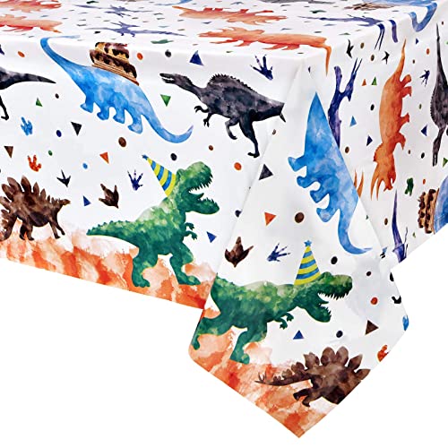 Dinosaurier Tischdecke - 2PCS 137 x 274cm Dinosaurier Party-Zubehör für Kinder Jungen Dino Thema Geburtstagsfeier Dekoration Dinosaurier Bedruckte Rechteckige Plastik Einweg Tischdecke von WERNNSAI