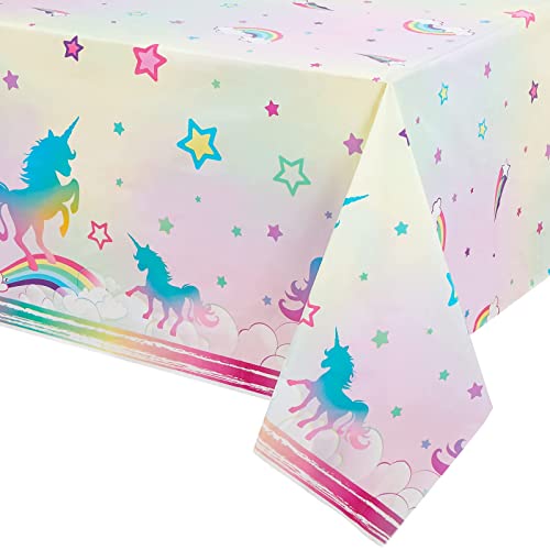 Einhorn Tischdecken - 2 Stück Einhorn Party Zubehör 137 x 274cm Drucken Kunststoff Tischdecke für Mädchen Geburtstag Babydusche Einhorn Motto Party Dekorationen von WERNNSAI