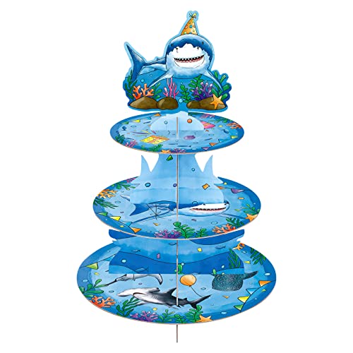 WERNNSAI Hai Tortenständer Hai Geburtstag Party Dekorationen für Jungen Kinder 3-Stöckiger Papp Kuchenständer Dessertturm Rundung Serviertablett Stand Dusche Cupcake Ständer WERNNSAI Hai Tortenständer Hai Geburtstag Party Dekorationen für Jungen Kinder 3-Stöckiger Papp Kuchenständer Dessertturm Rundung Serviertablett Stand Dusche Cupcake Ständer von WERNNSAI