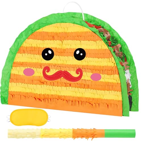 WERNNSAI Taco Pinata - Fiesta Pinata mit Augenbinde und Stock für Fiesta Party Dekoration Geburtstag Party Dekoration Cinco de Mayo Feier Supplies Bachelorette Taco Bar Dekor WERNNSAI Taco Pinata - Fiesta Pinata mit Augenbinde und Stock für Fiesta Party Dekoration Geburtstag Party Dekoration Cinco de Mayo Feier Supplies Bachelorette Taco Bar Dekor von WERNNSAI